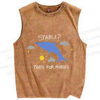 Unisex Stable Is For Horses Dolphin Printed Washed Tank Top