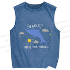 Unisex Stable Is For Horses Dolphin Printed Washed Tank Top