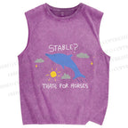 Unisex Stable Is For Horses Dolphin Printed Washed Tank Top