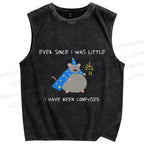 Unisex Confused Wizard Rat Meme Printed Washed Tank Top