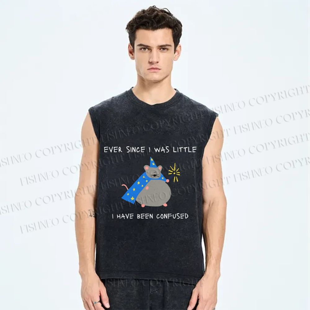 Unisex Confused Wizard Rat Meme Printed Washed Tank Top