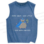 Unisex Confused Wizard Rat Meme Printed Washed Tank Top