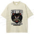 Unisex Black Bear Stay Wild Printed Washed Tee
