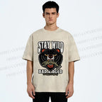 Unisex Black Bear Stay Wild Printed Washed Tee