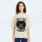 Unisex Black Bear Stay Wild Printed Washed Tee
