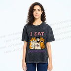 Unisex Cats Eat Microplastics Printed Washed Tee