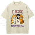 Unisex Cats Eat Microplastics Printed Washed Tee