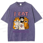 Unisex Cats Eat Microplastics Printed Washed Tee