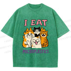 Unisex Cats Eat Microplastics Printed Washed Tee