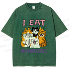 Unisex Cats Eat Microplastics Printed Washed Tee