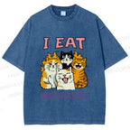 Unisex Cats Eat Microplastics Printed Washed Tee