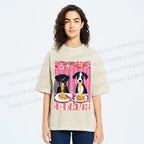 Unisex Dogs Having Spaghetti Printed Washed Tee