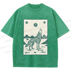 Unisex Lonely Wolf Printed Washed Tee