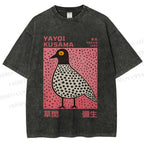 Unisex Yayoi Kusama Bird Printed Washed Tee