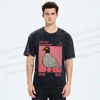 Unisex Yayoi Kusama Bird Printed Washed Tee