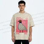 Unisex Yayoi Kusama Bird Printed Washed Tee
