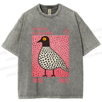 Unisex Yayoi Kusama Bird Printed Washed Tee
