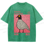 Unisex Yayoi Kusama Bird Printed Washed Tee