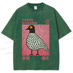 Unisex Yayoi Kusama Bird Printed Washed Tee