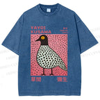 Unisex Yayoi Kusama Bird Printed Washed Tee