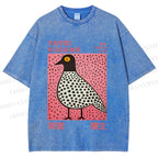 Unisex Yayoi Kusama Bird Printed Washed Tee