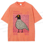 Unisex Yayoi Kusama Bird Printed Washed Tee