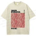 Unisex Yayoi Kusama Red Line Dots Graffiti Printed Washed Tee