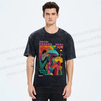 Unisex Yayoi Kusama Multicolor Mushroom Printed Washed Tee