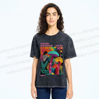 Unisex Yayoi Kusama Multicolor Mushroom Printed Washed Tee