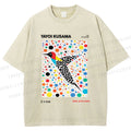 Unisex Yayoi Kusama Polka Dot Bird Printed Washed Tee