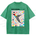 Unisex Yayoi Kusama Polka Dot Bird Printed Washed Tee