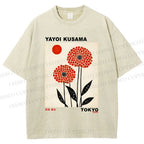 Unisex Yayoi Kusama Flower Printed Washed Tee