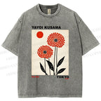 Unisex Yayoi Kusama Flower Printed Washed Tee