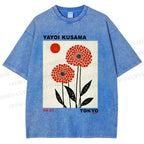 Unisex Yayoi Kusama Flower Printed Washed Tee