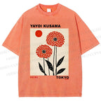 Unisex Yayoi Kusama Flower Printed Washed Tee