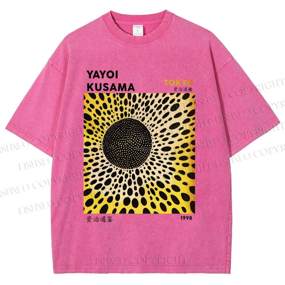 Unisex Yayoi Kusama Polka Dots Printed Washed Tee