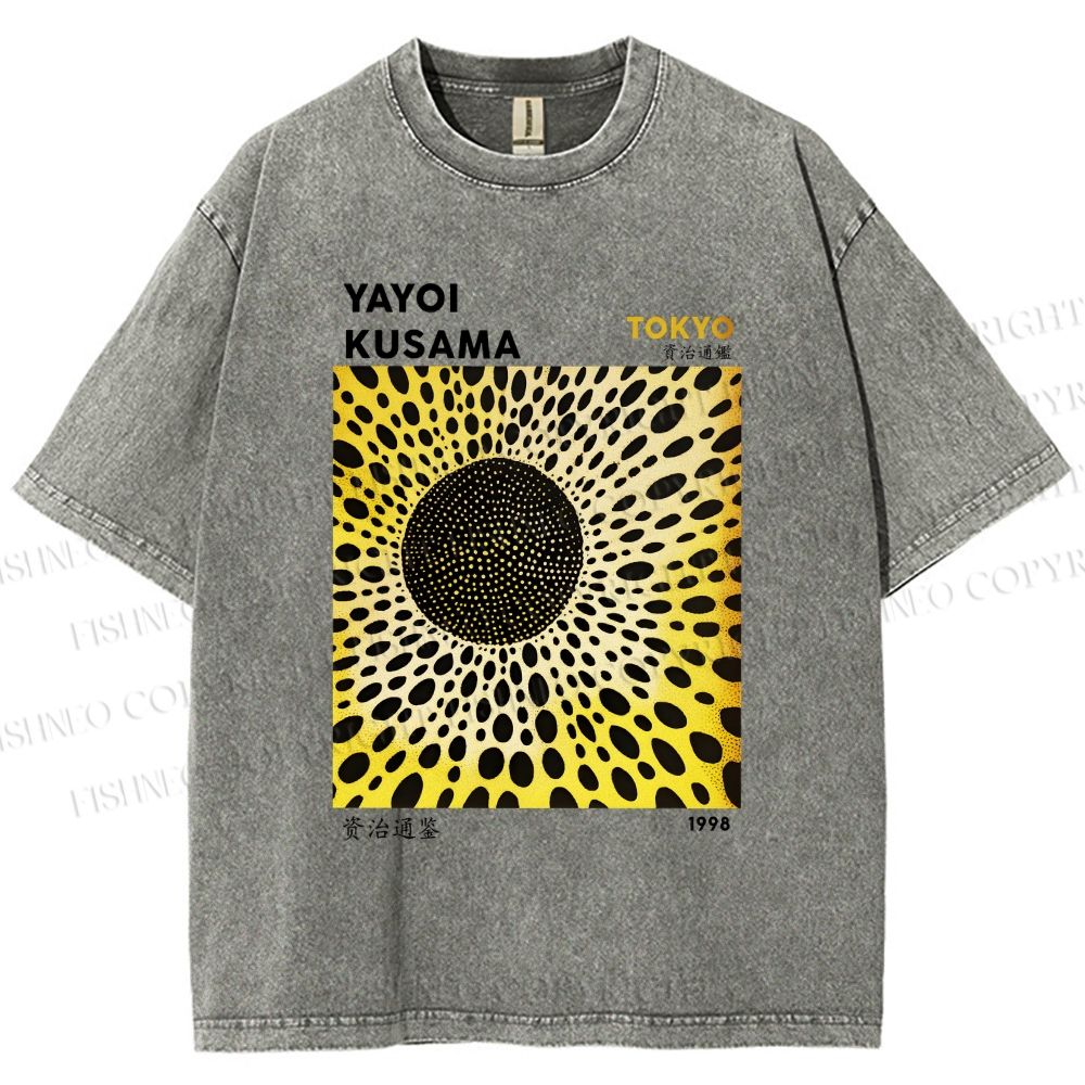 Unisex Yayoi Kusama Polka Dots Printed Washed Tee