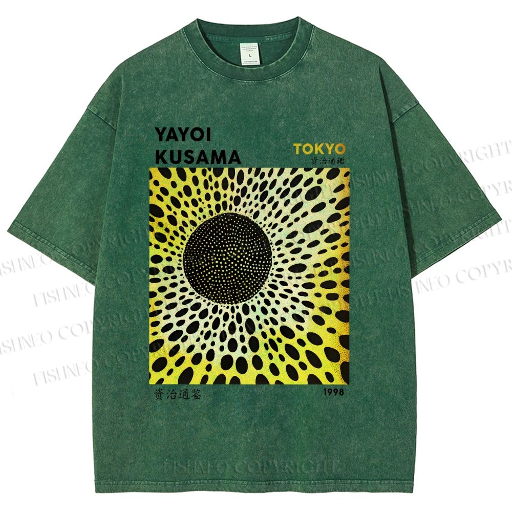 Unisex Yayoi Kusama Polka Dots Printed Washed Tee
