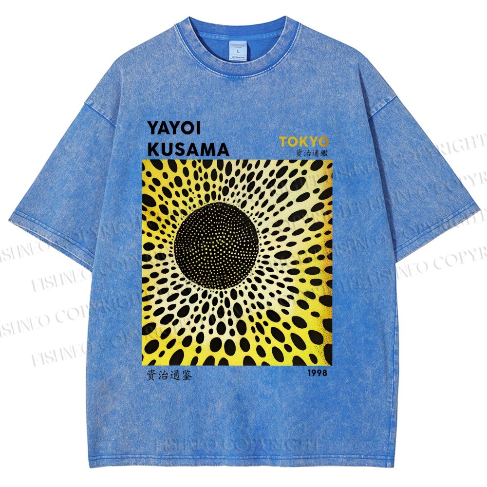 Unisex Yayoi Kusama Polka Dots Printed Washed Tee