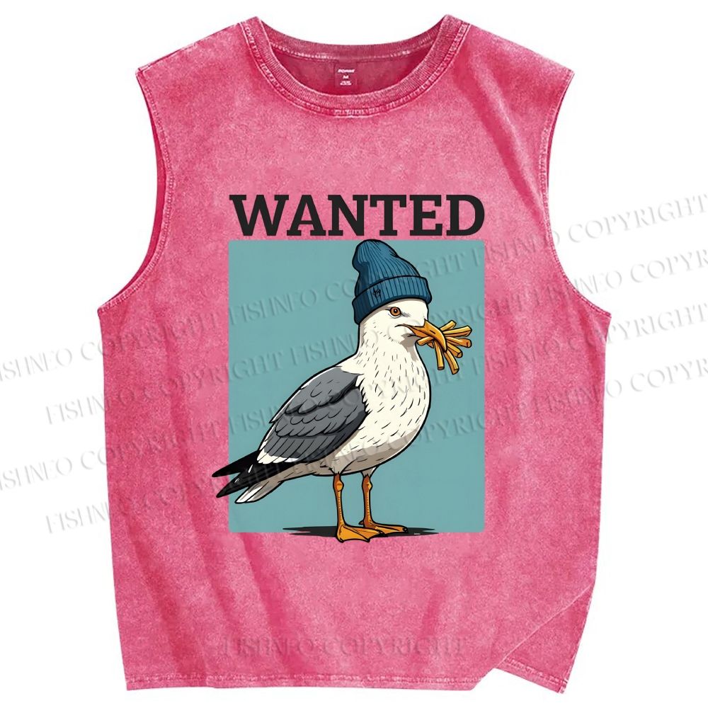 Unisex Wanted Bird Printed Washed Tank Top