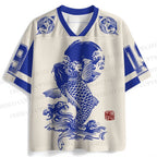 Vintage Japanese Koi Printed Jersey Shirts