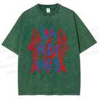 Unisex Vibrant Red Sardines Printed Washed Tee