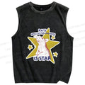 Unisex Rats Spelled Backwards is Star Printed Washed Tank Top