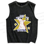 Unisex Rats Spelled Backwards is Star Printed Washed Tank Top