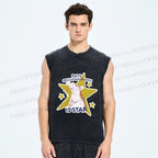 Unisex Rats Spelled Backwards is Star Printed Washed Tank Top