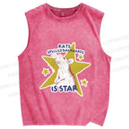 Unisex Rats Spelled Backwards is Star Printed Washed Tank Top