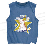 Unisex Rats Spelled Backwards is Star Printed Washed Tank Top