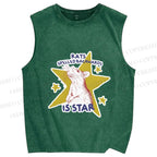 Unisex Rats Spelled Backwards is Star Printed Washed Tank Top