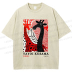 Unisex Yayoi Kusama Polka Dot Giraffe Printed Washed Tee