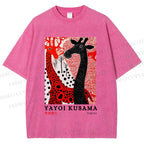 Unisex Yayoi Kusama Polka Dot Giraffe Printed Washed Tee